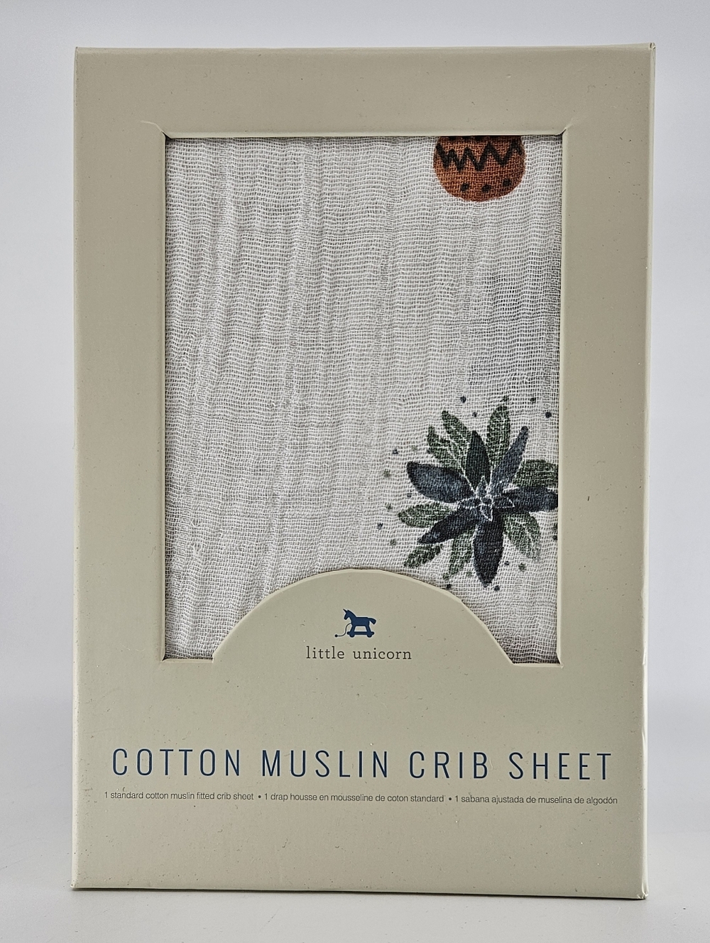 Little Unicorn Cotton Muslin Crib Sheet Prickle Pot Print - New